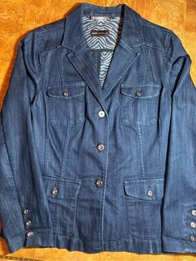 Dana Buchman Dark Blue Denim Utility Blazer
